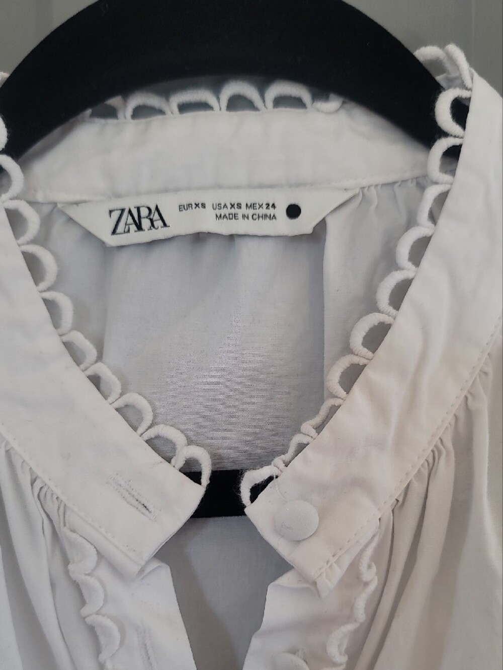 Zara White Ruffle-Trim Button-Front Blouse - Picture 2 of 4